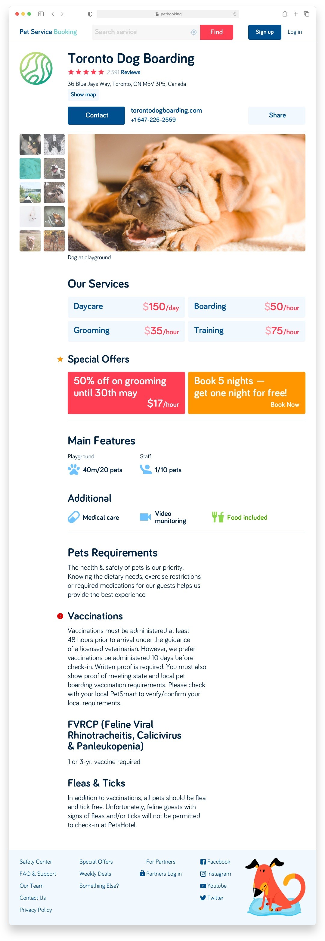 Pet Booking Service Artur Netsvetaev UI Designer & Product Manager: websites, apps, prototypes and interface design petbooking partner page desktop artur netsvetaev design 1